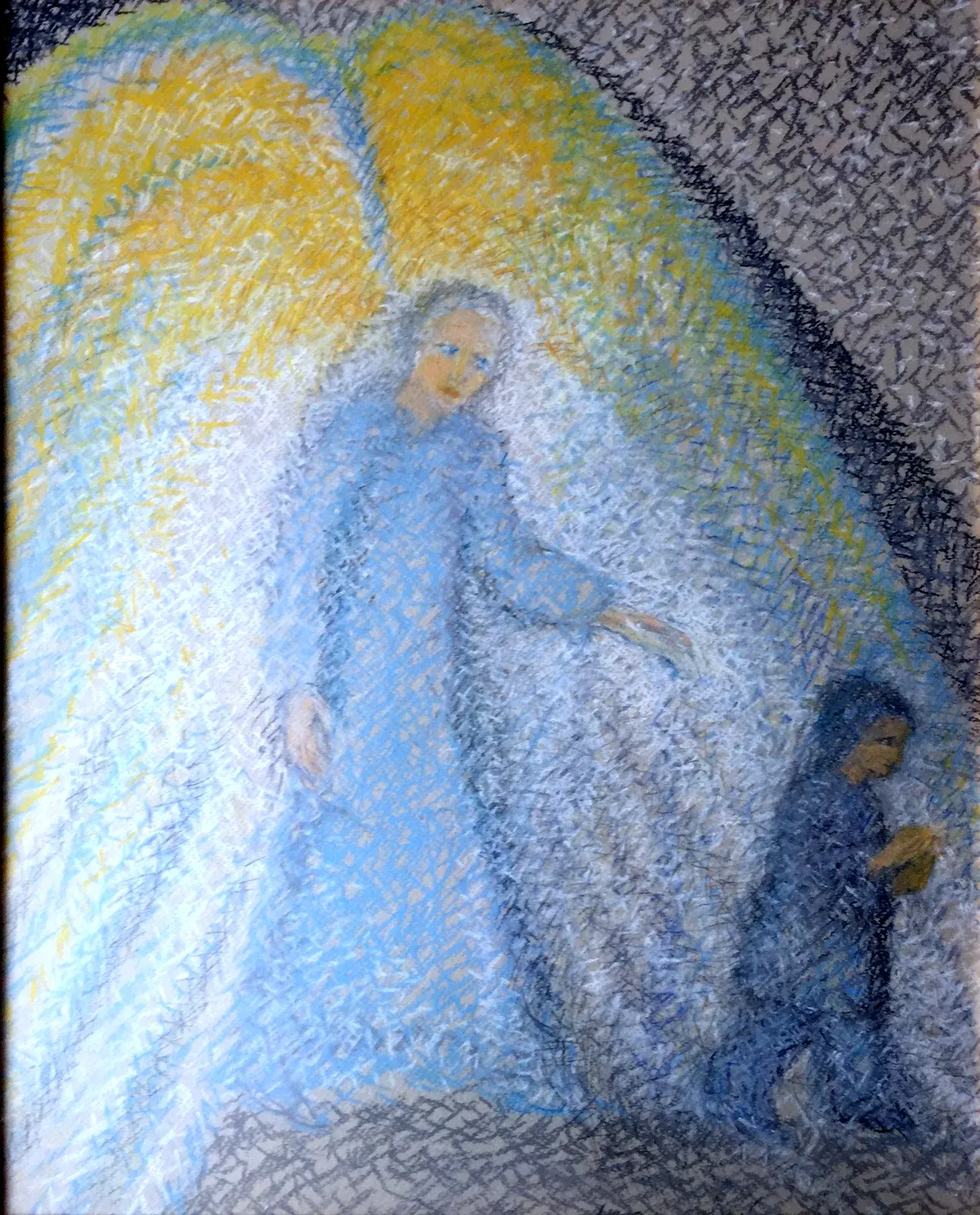 «Anioł z dzieckiem» (2009), pastello — opera di Antonina Wysocka-Jonczak