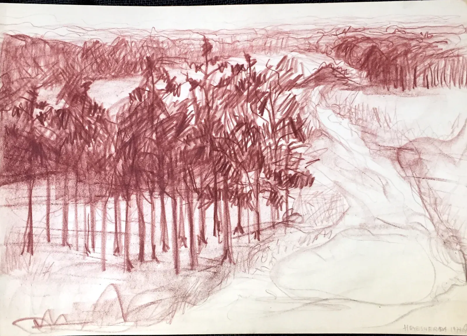 «Pejzaż» (1977), pastello — opera di Antonina Wysocka-Jonczak