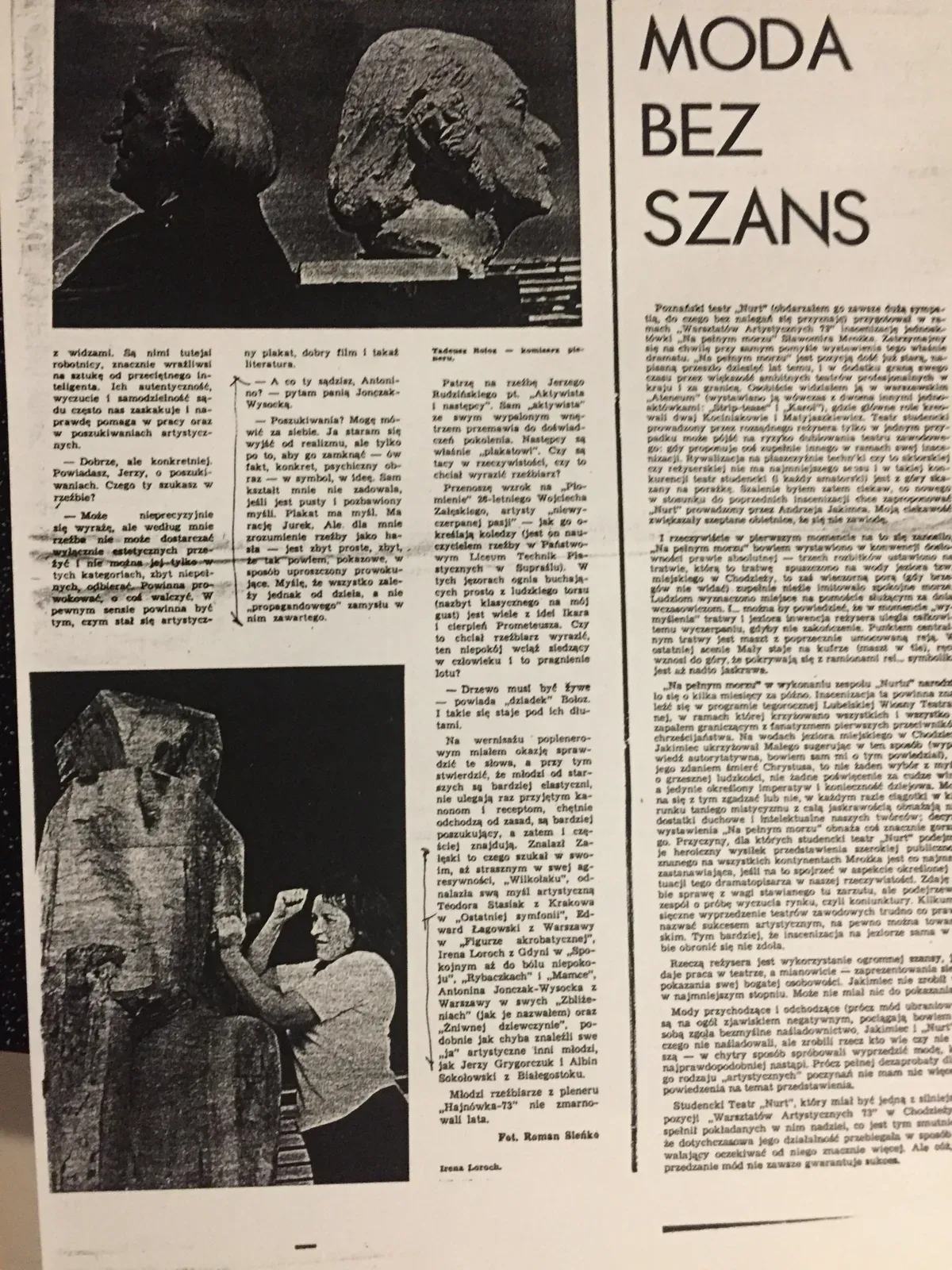 Ritaglio di giornale: «Moda bez szans», settimanale polacco, 1973.